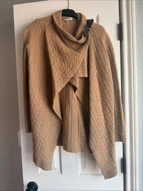 Cashmere Wrap Sweater Cardigan in Camel